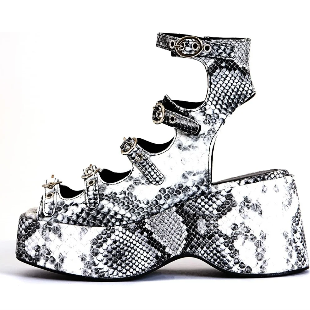 Stylish Black and White Platform Sandals